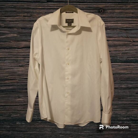 Eddie Bauer White Long Sleeve Men's Vintage Dress Shirt Size Size Medium Wrinkle - Picture 1 of 4